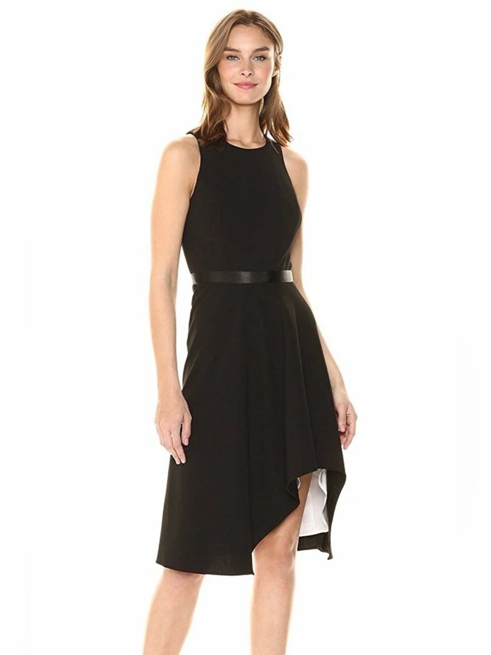 Calvin Klein Black White High-Low Formal Dress Sleeveless Size 10